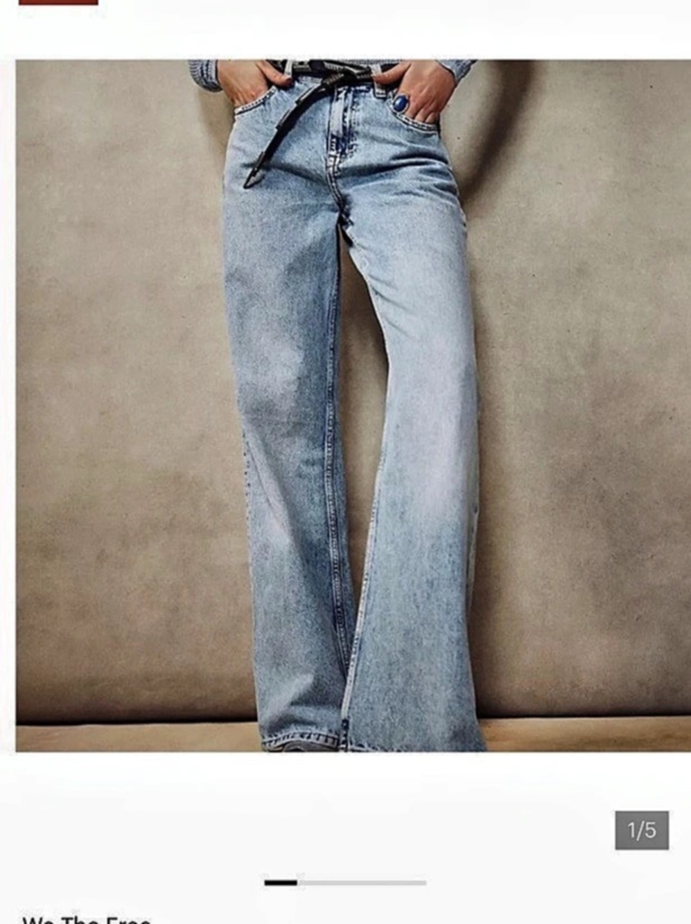 We The Free Tinsley Baggy High-Rise Straight Leg Jeans in Blue Waist 25.